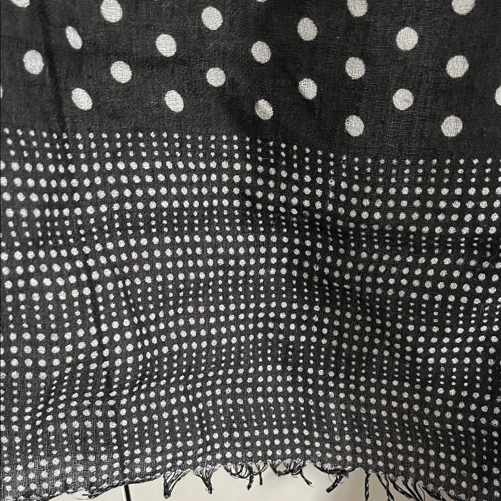 Chic Black Scarf with White Dots - Picture 2 of 4